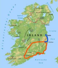 Karte der Tour Irland Südost