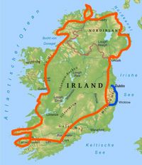 Karte der Tour Rund um die Irische Insel